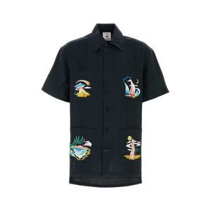 Casablanca Men Midnight Blue Viscose Blend Shirt